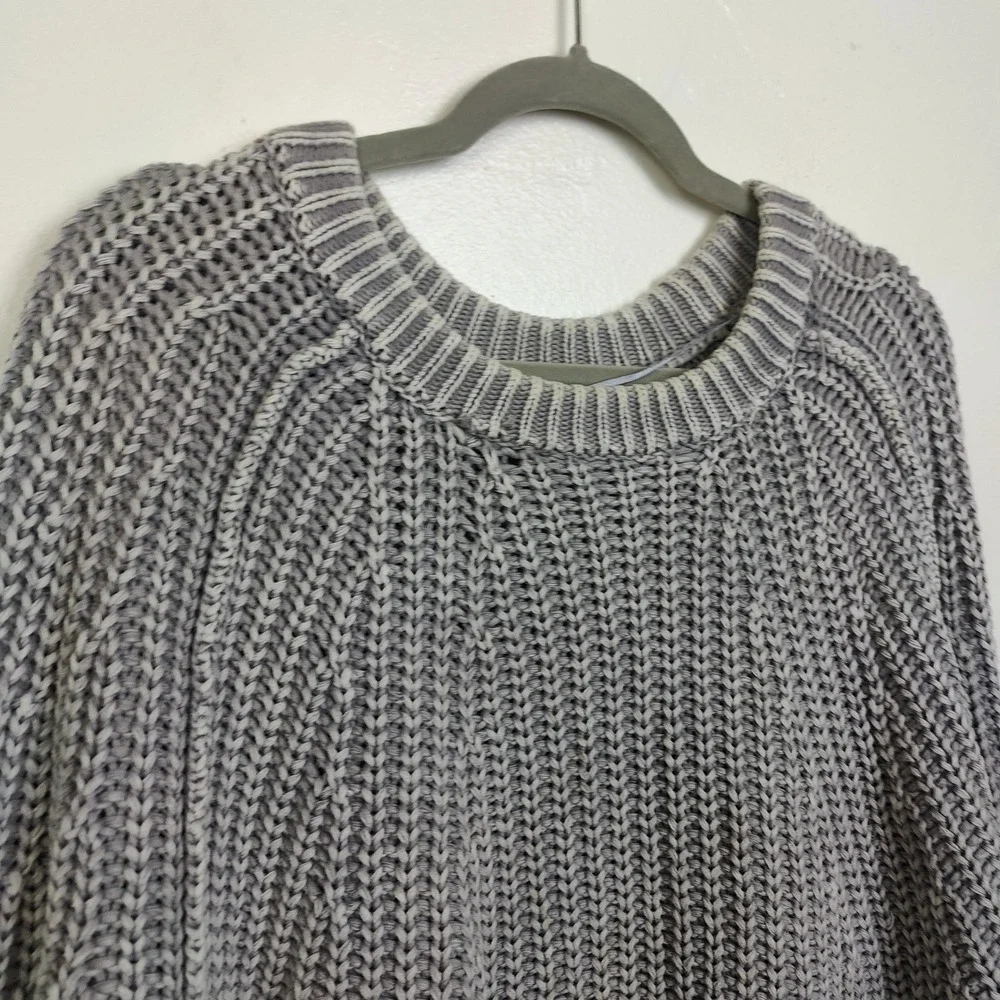 Free People Take Me Home Sweater Womens Large Gray Chunky‎ Knit Oversized Boho
